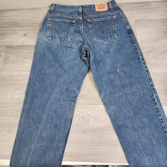 Levis‎ 550 Blue Jeans 12 Relaxed Tapered Vintage Thick Solid Fabric Casual Comfy - Picture 2 of 10